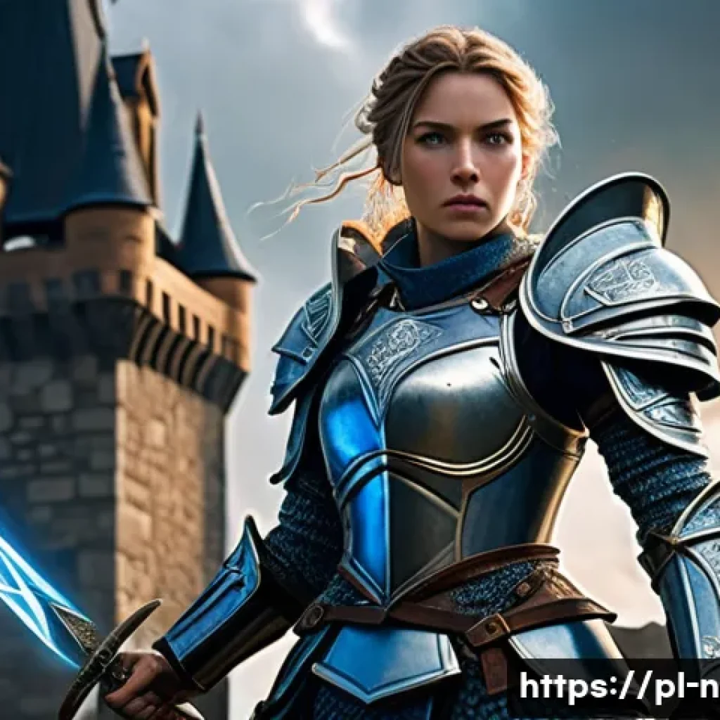 승리의여신 니케 신규 유저 추천 팁 - A detailed fantasy RPG scene featuring Luna, the tank hero, standing firmly at the forefront of a ba...