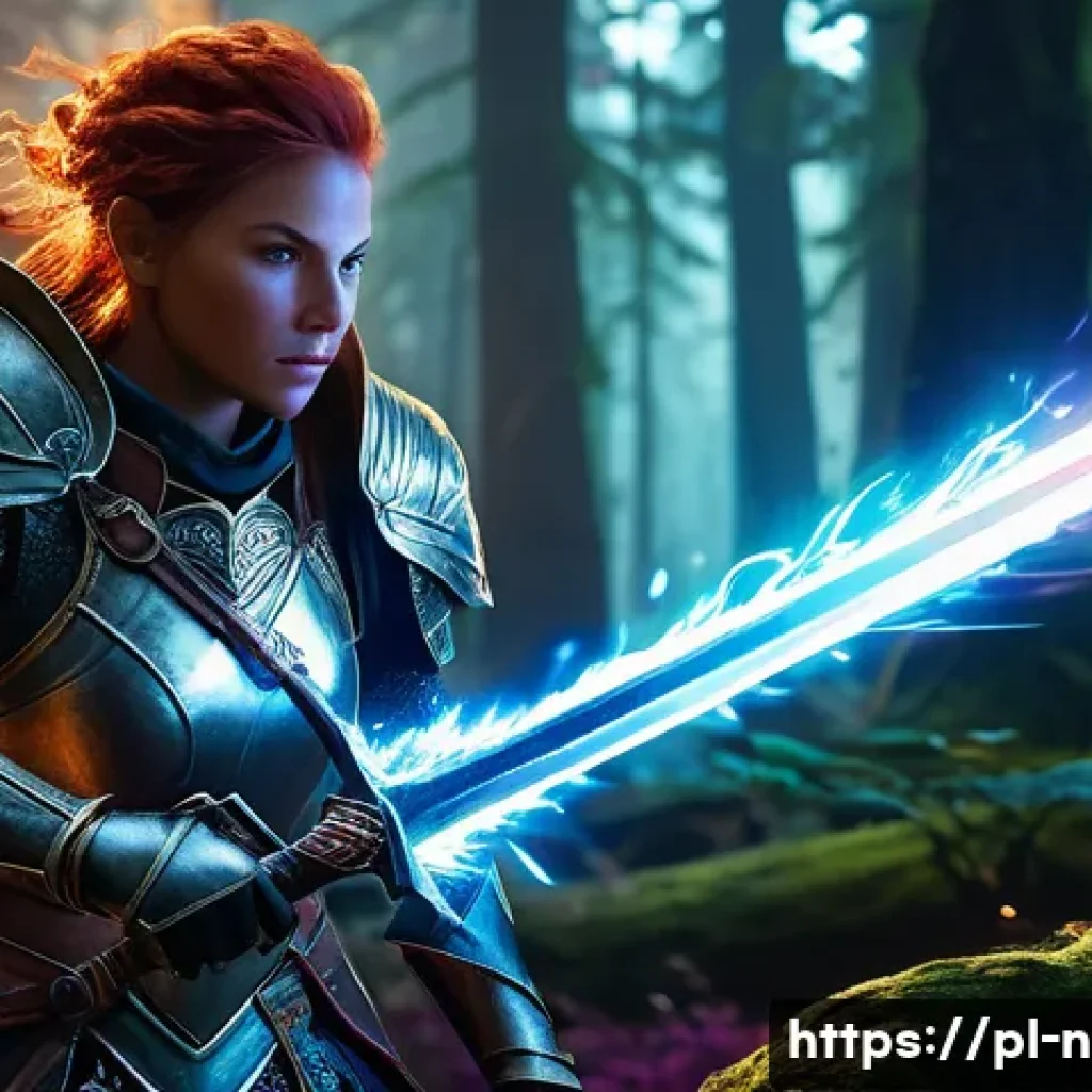 승리의여신 니케 동영상 제작 팁 - A dynamic gaming scene featuring an intense battle from a fantasy RPG game, showcasing a heroic fema...