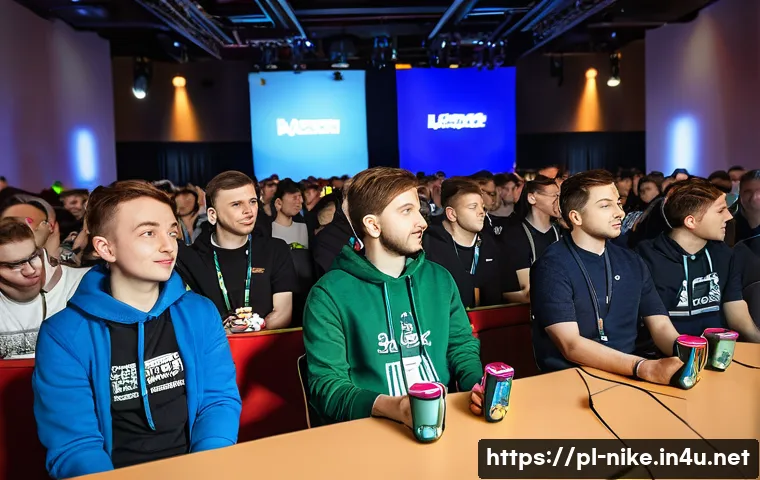 승리의여신 니케 오프라인 이벤트 일정 - A vibrant fan gathering event in Warsaw’s modern conference center, showcasing enthusiastic Polish g...