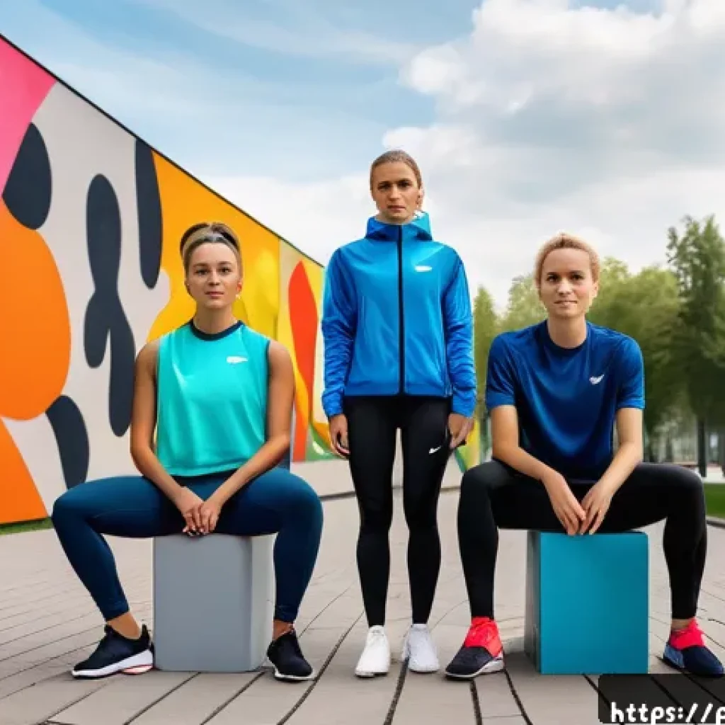 승리의여신 니케 글로벌 팬 소통 - A vibrant scene of a diverse group of young Polish athletes training together outdoors in a modern u...