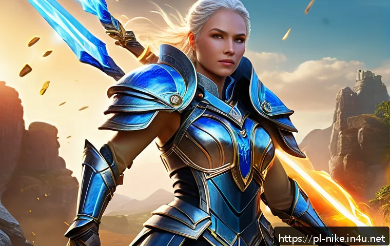 승리의여신 니케 힐러 전용 가이드 - A detailed fantasy healer character named Nike in a vibrant battle scene, wearing elegant, intricate...