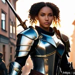 승리의여신 니케 팬 활동 통계 - A dynamic fantasy RPG scene featuring a young female warrior character from Victory Goddess Nike, we...