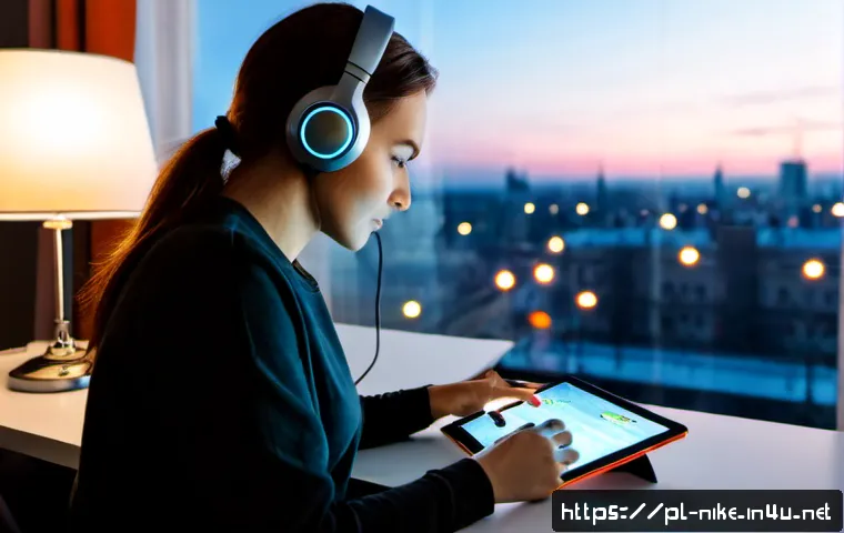 Home 17 승리의여신 니케 비공식 공략 모음 - Photorealistic Polish gaming desk at dusk, focused adult woman strategist reviewing a futuristic mob...