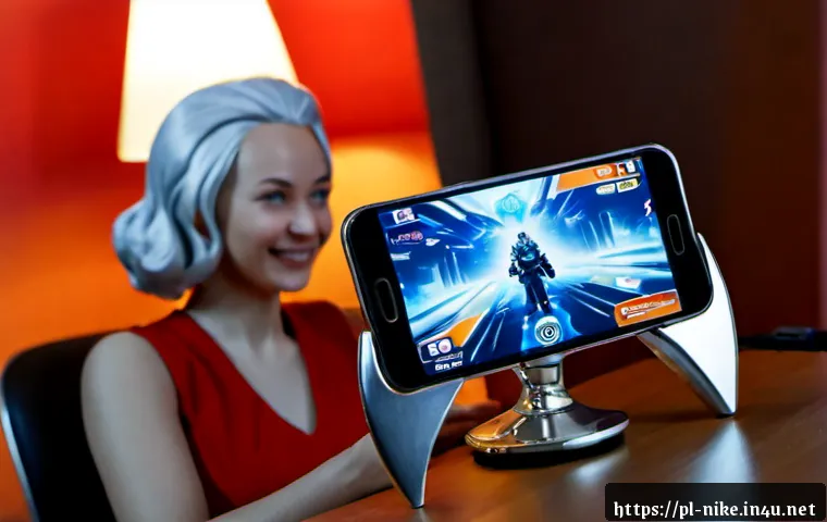 Home 17 승리의여신 니케 새로운 팬 소식 - Photorealistic Polish gaming fan at a tidy Warsaw apartment desk, excitedly viewing a smartphone wit...