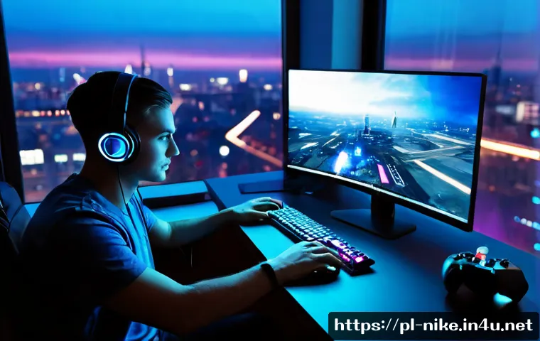 Home 17 승리의여신 니케 게임 이식 가능성 - Photorealistic modern Warsaw apartment gaming desk, a young adult gamer comparing a high-end smartph...
