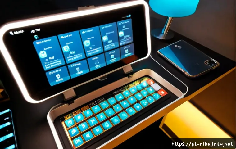 승리의여신 니케 아이템 판매 루트 - Photorealistic overhead view of a Polish mobile gamer’s organized desk, smartphone displaying a gene...